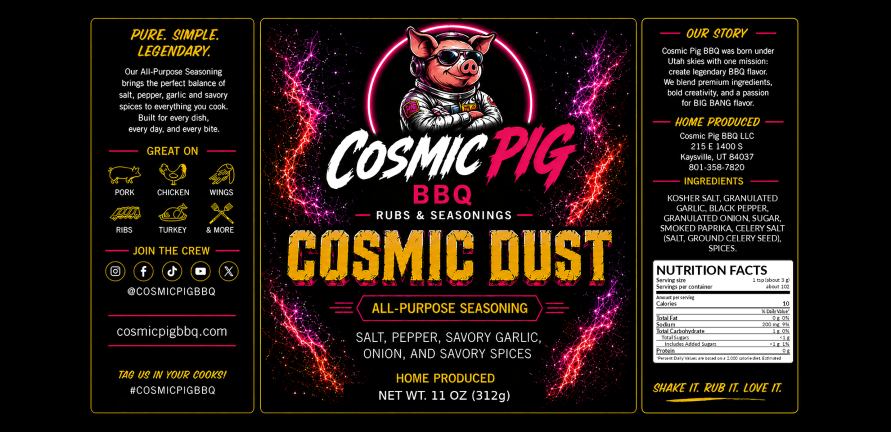 Cosmic Dust All-Purpose Seasoning label