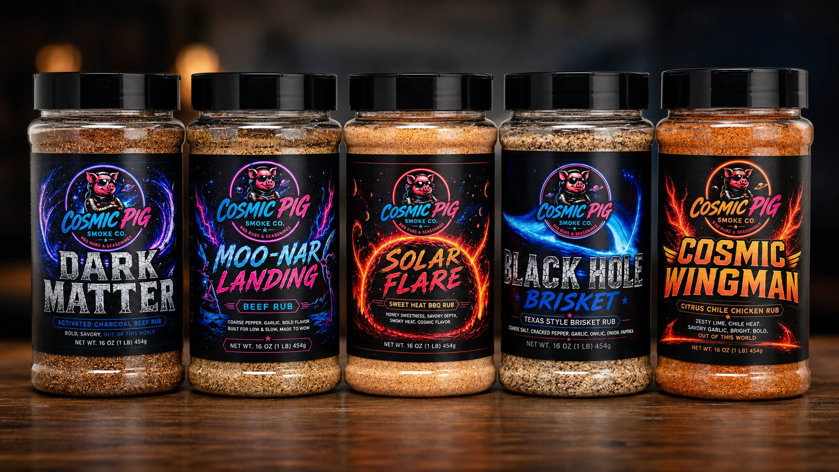 Cosmic Pig BBQ full product lineup